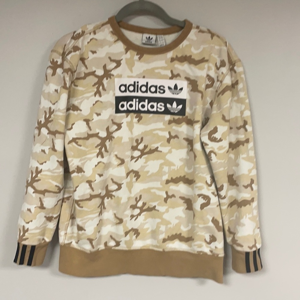 Boys /Girls Adidas camo tan / cream  oversized sweatshirt  large,  Like New!
